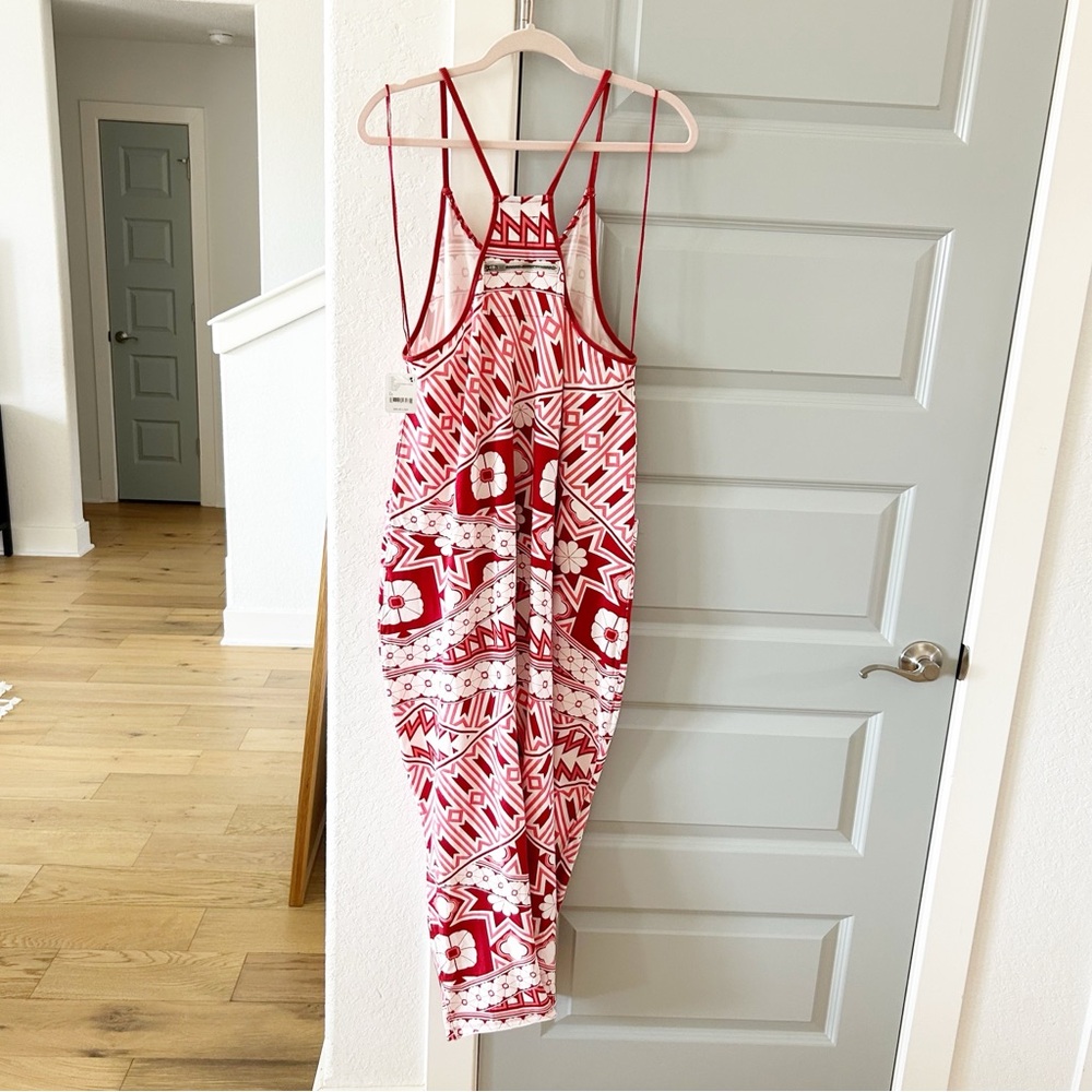 Free People Red and White Patterned Jumpsuit - Picture 4 of 8
